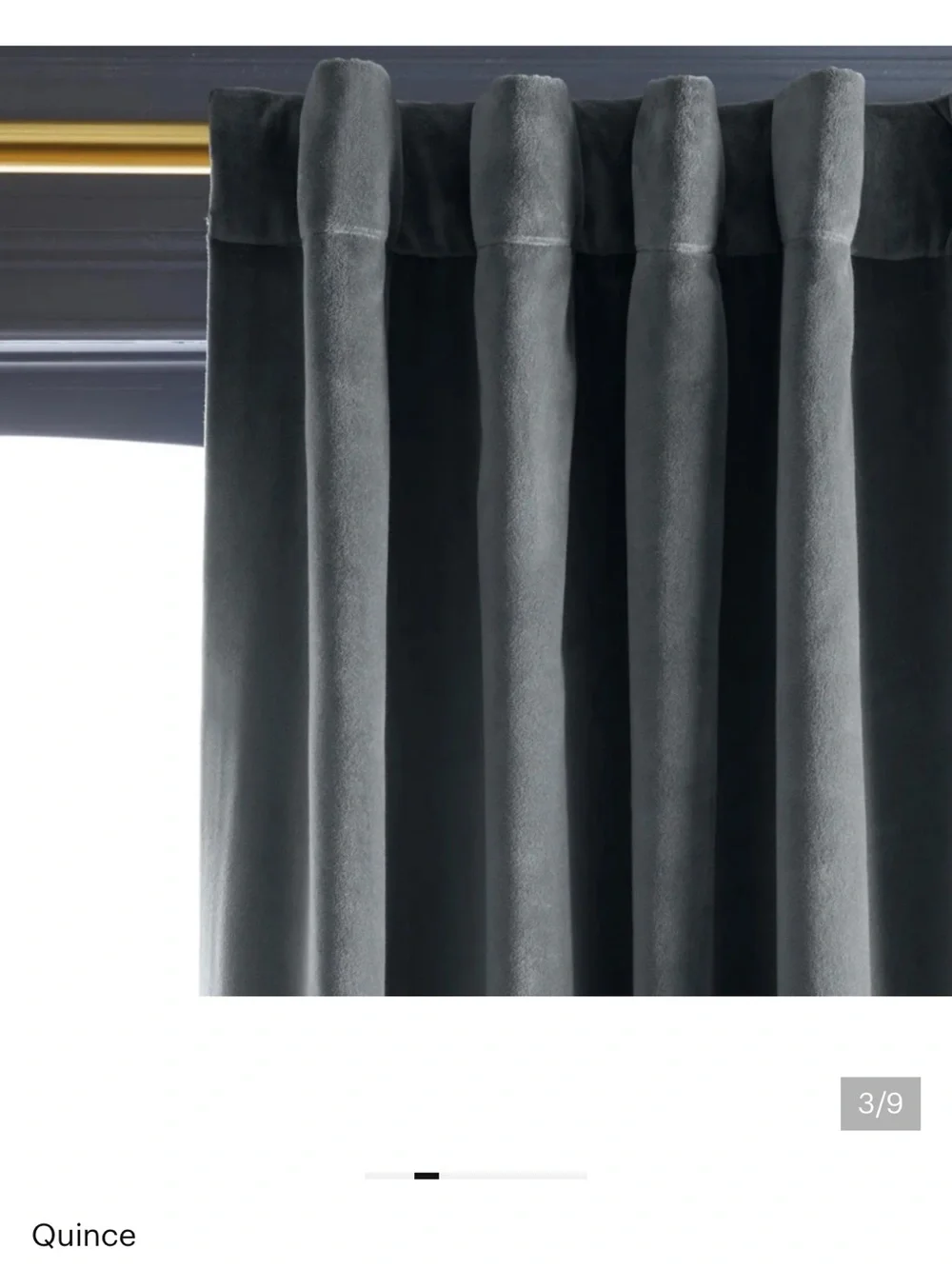 NWT QUINCE 48x96 Cotton Velvet Room Darkening Curtain Slate 3544